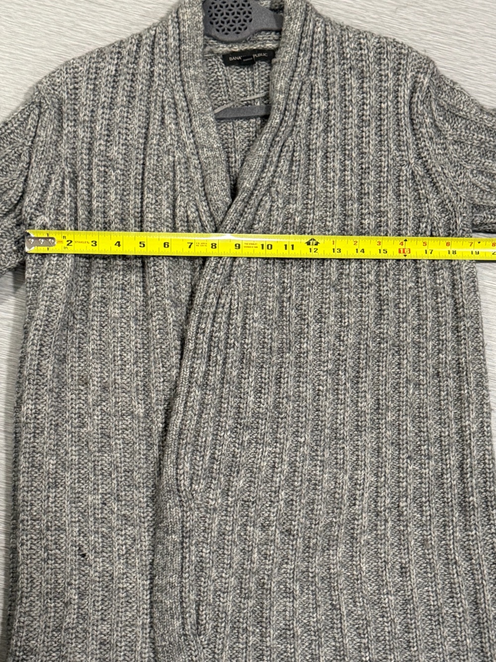 Banana Republic Marled Ribbed Merino Wool Alpaca Long Cardigan Gray M - Picture 5 of 9